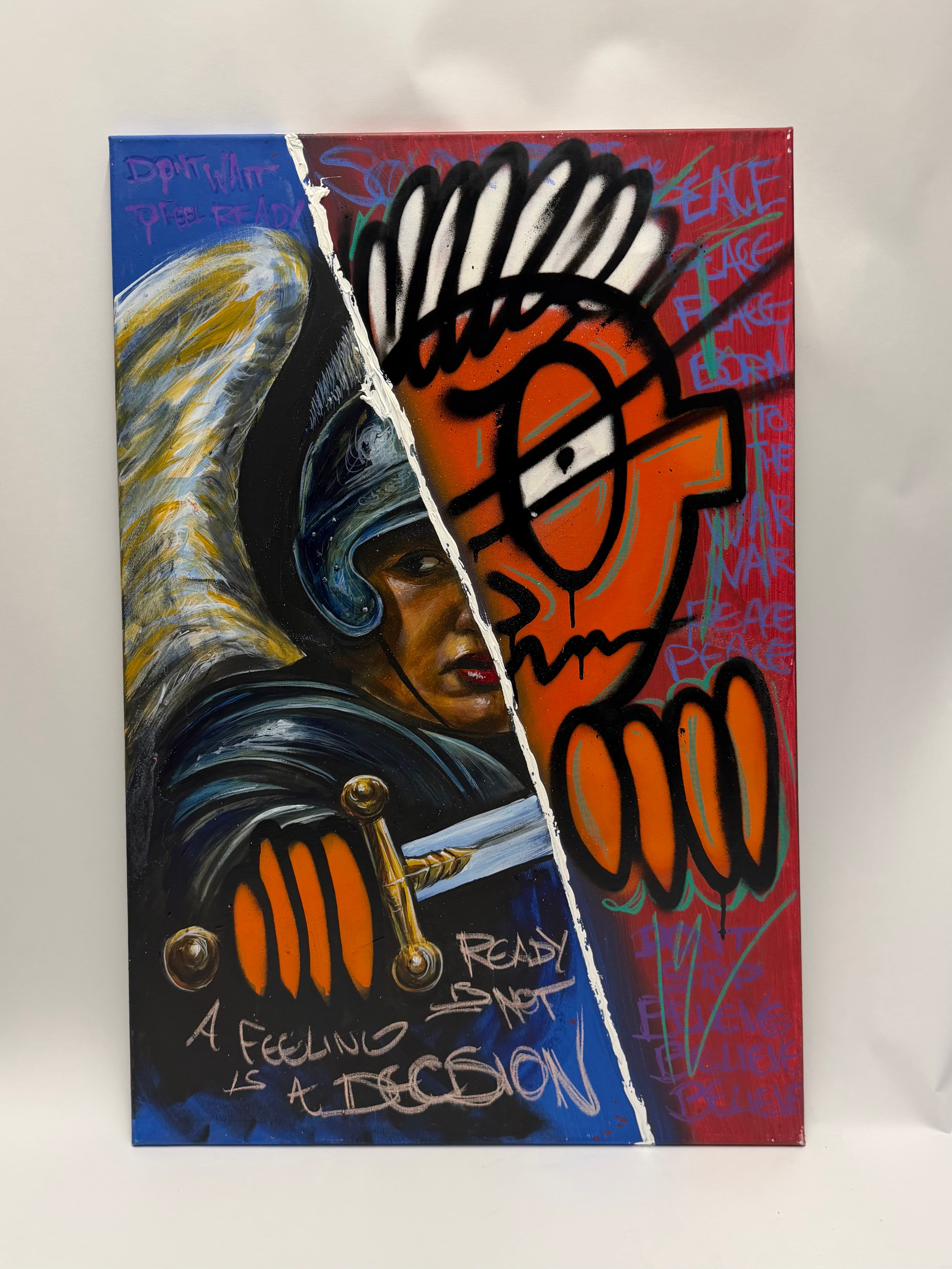 Painting titled Soldier of Peace from the Chaos and Dignity series